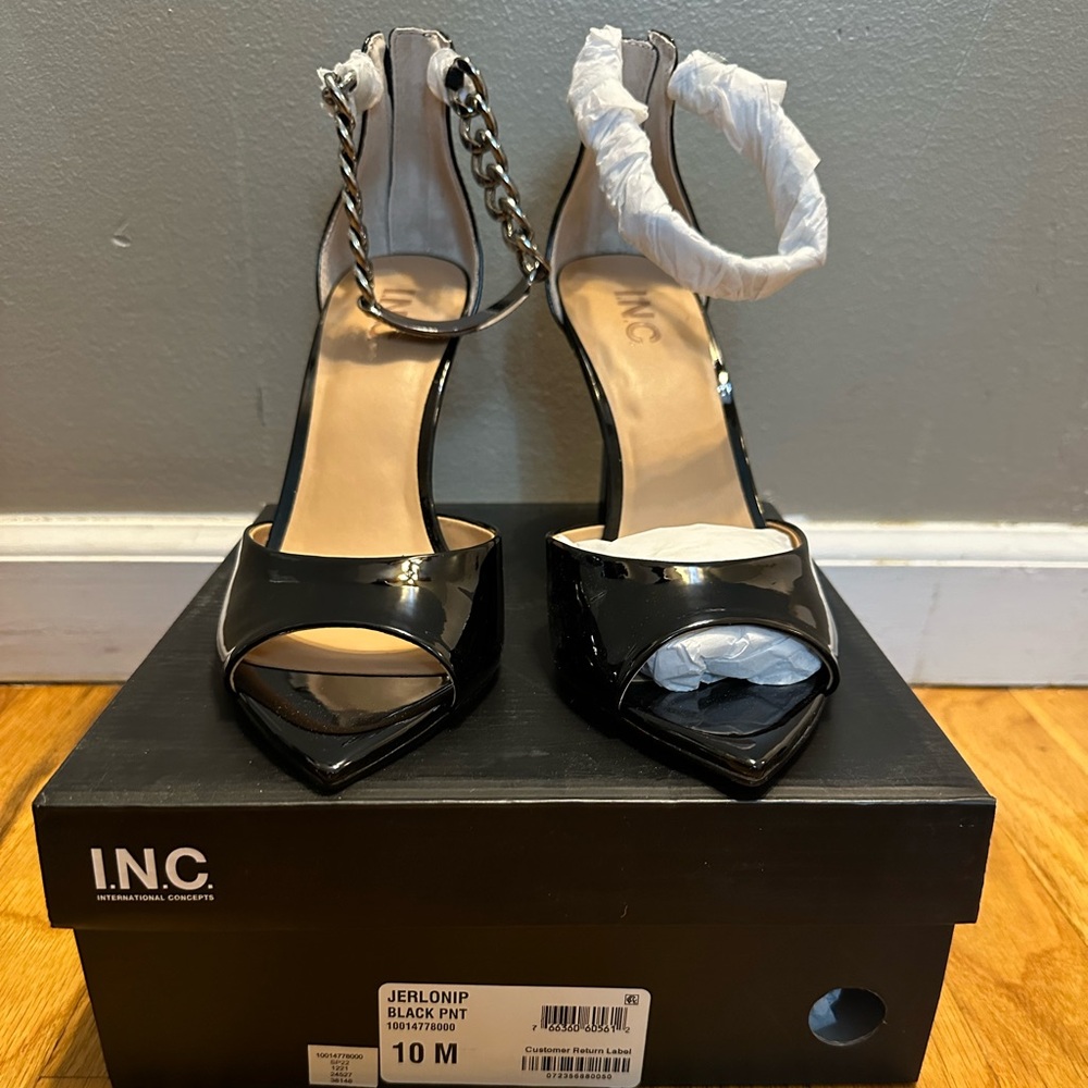 Chunky chain links and sparkly stones Jerloni ankle-strap sandals from INC.